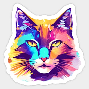 Colorful Head Cat Sticker